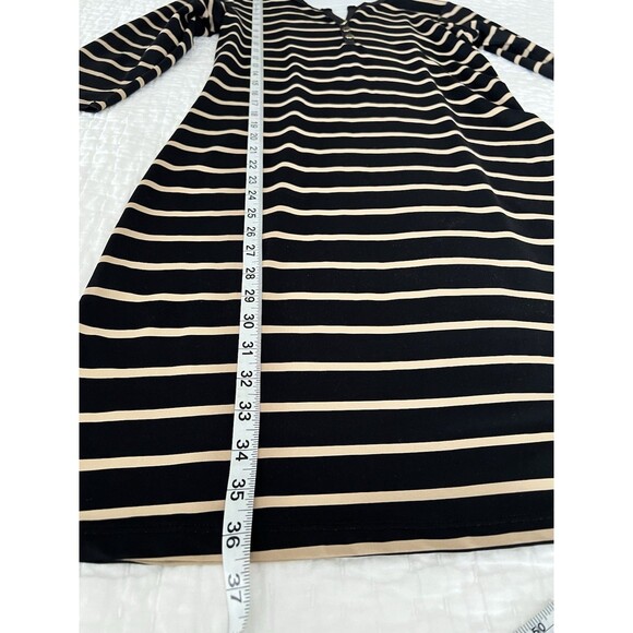 J. McLaughlin Lynn Henley Dress Camel And Black Striped Size Small EUC - Picture 3 of 9